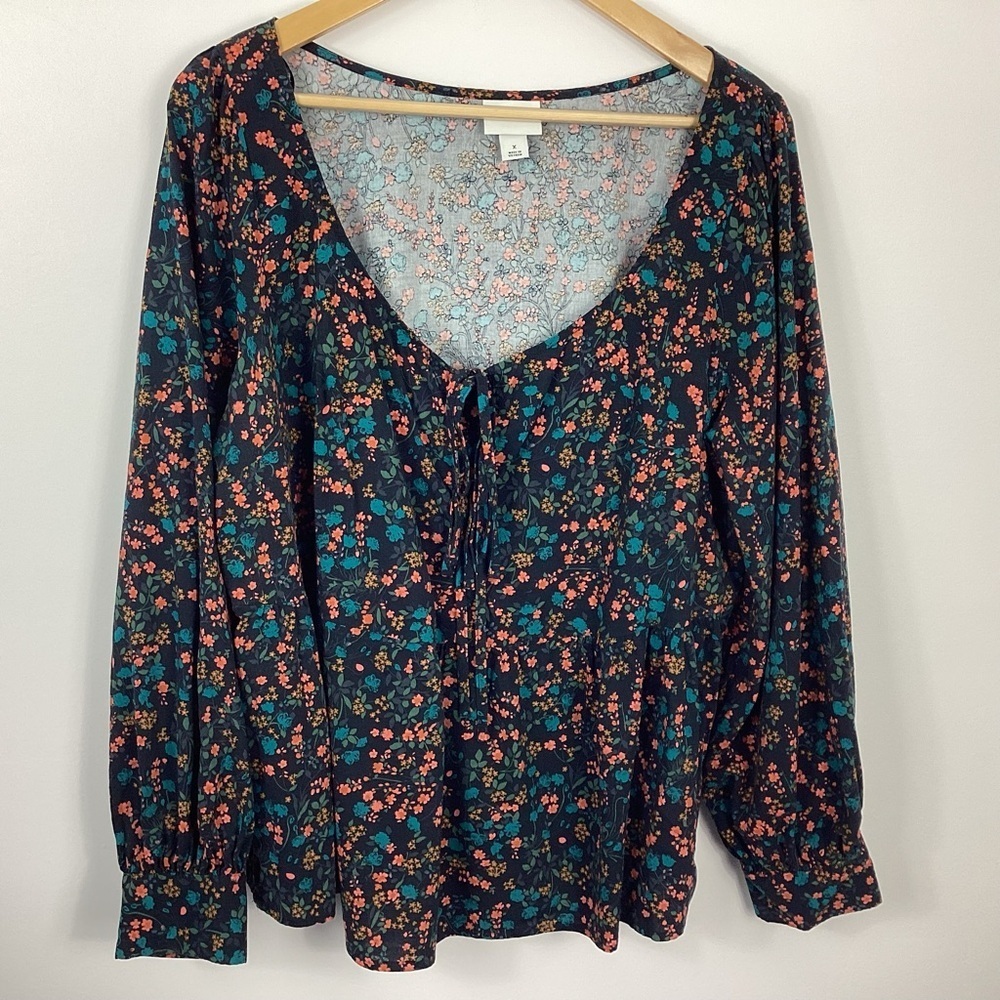 Ava & Viv Floral Peplum Blouse Size X 14W